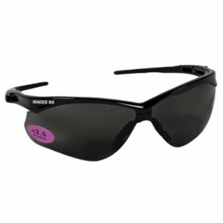 1581 #412-22519 V60 Nemesis™ Rx Readers Prescription Safety Glasses, Smoke, Polycarbonate Scratch-Resistant Lens, Black Frame/Temples, +2.5