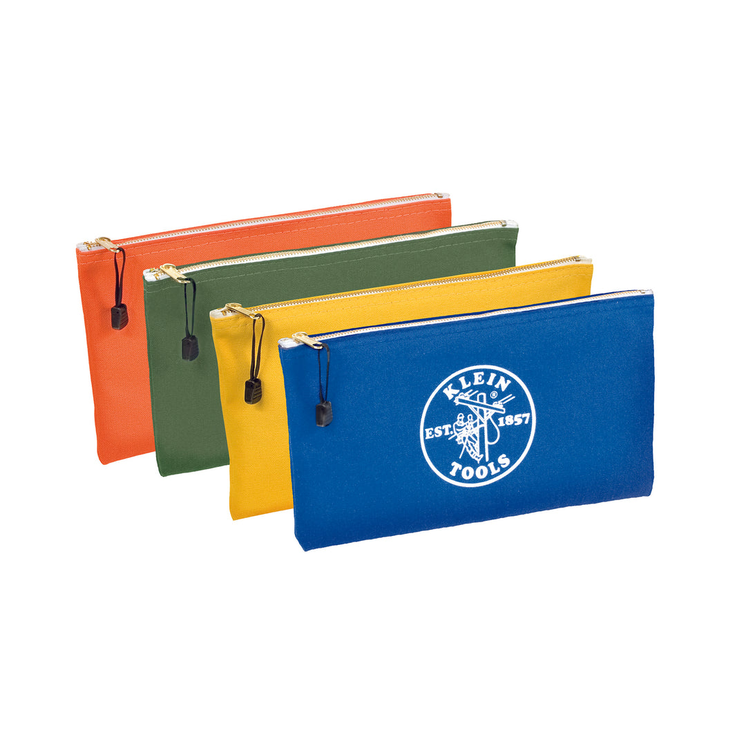 5140 Zipper Bags, Canvas Tool Pouches Olive/Orange/Blue/Yellow, 4-Pack