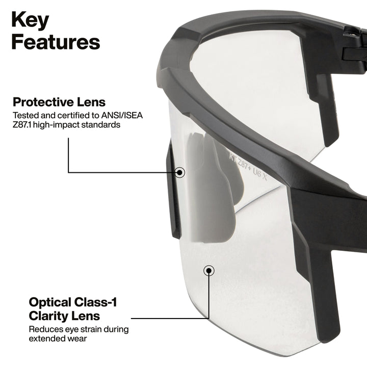 Blade Safety Glasses, Clear Lens