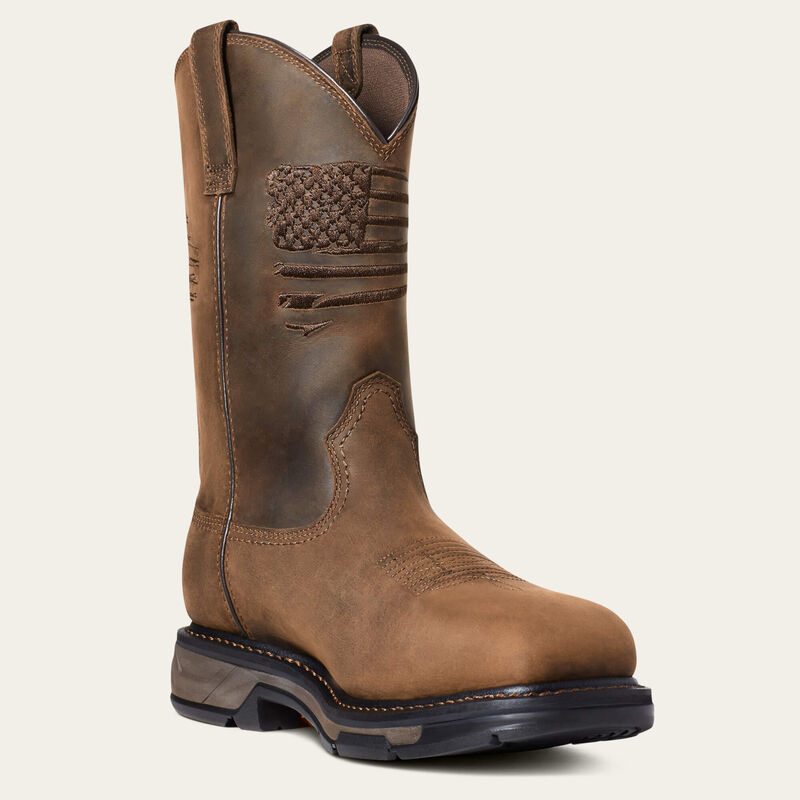 A brown boot with a white background. 
