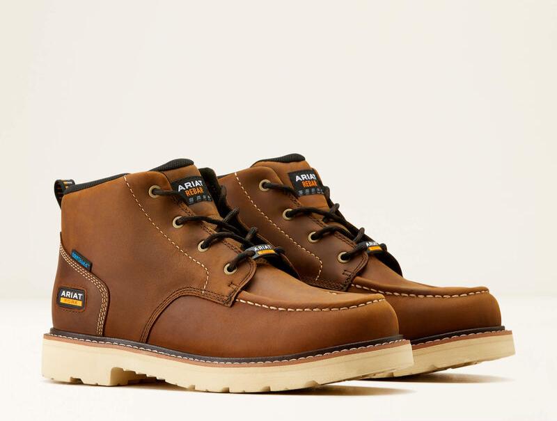 Two tan boots with a white background. 