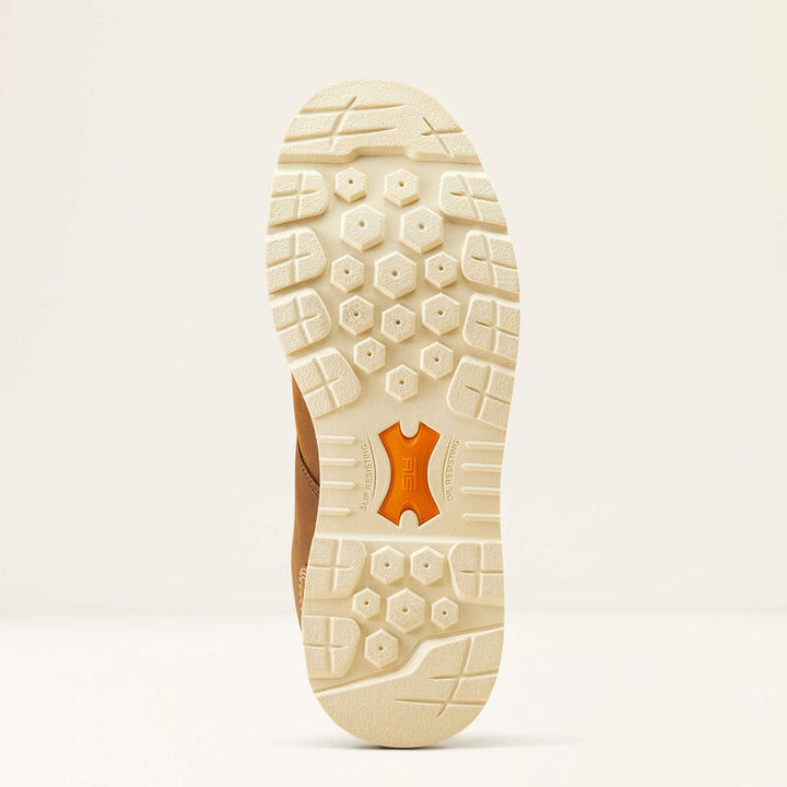 The tread of a boot with a white background. 