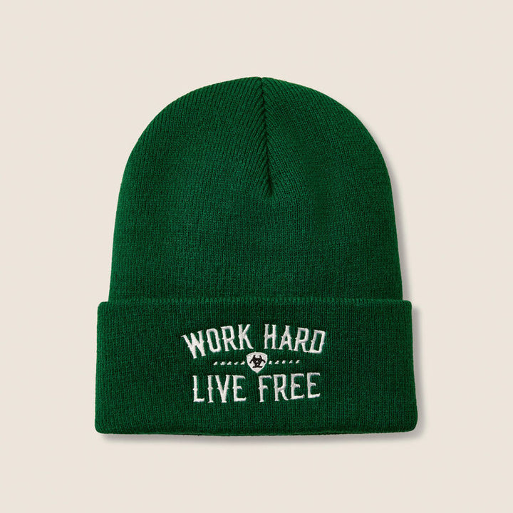 Rebar Work Hard Live Free Embroidery Beanie