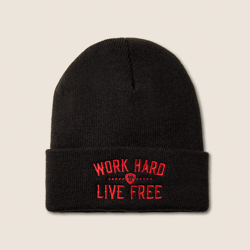Rebar Work Hard Live Free Embroidery Beanie