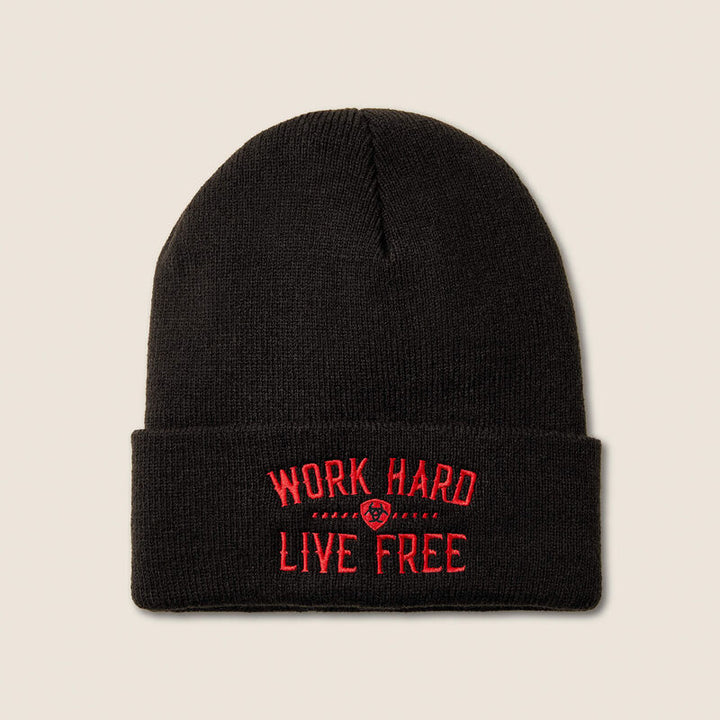 Rebar Work Hard Live Free Embroidery Beanie