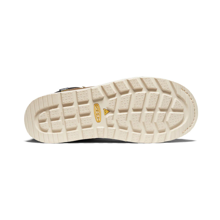 Close-up of a shoe sole with a brand logo on a white background