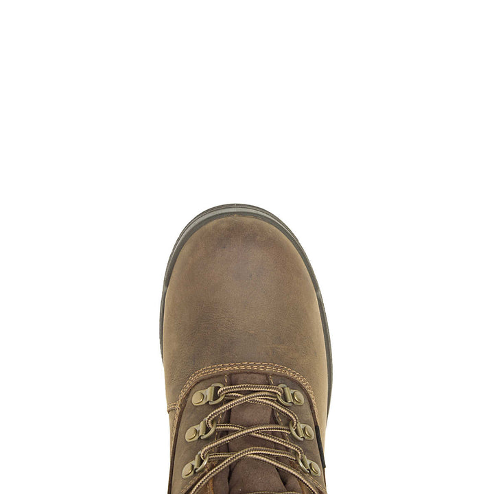 Toe of brown boot