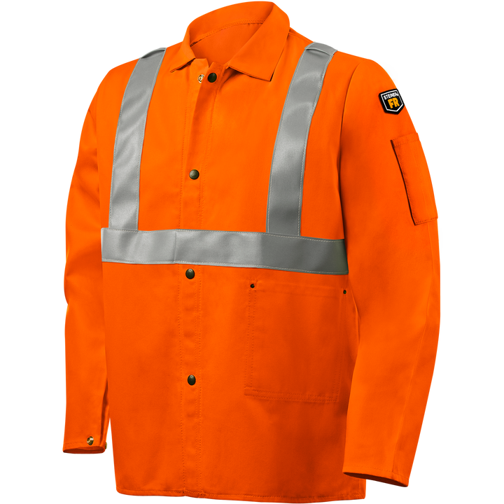 1040RS 9 oz FR Cotton Jacket - 30" Orange With FR Silver Reflective Stripes