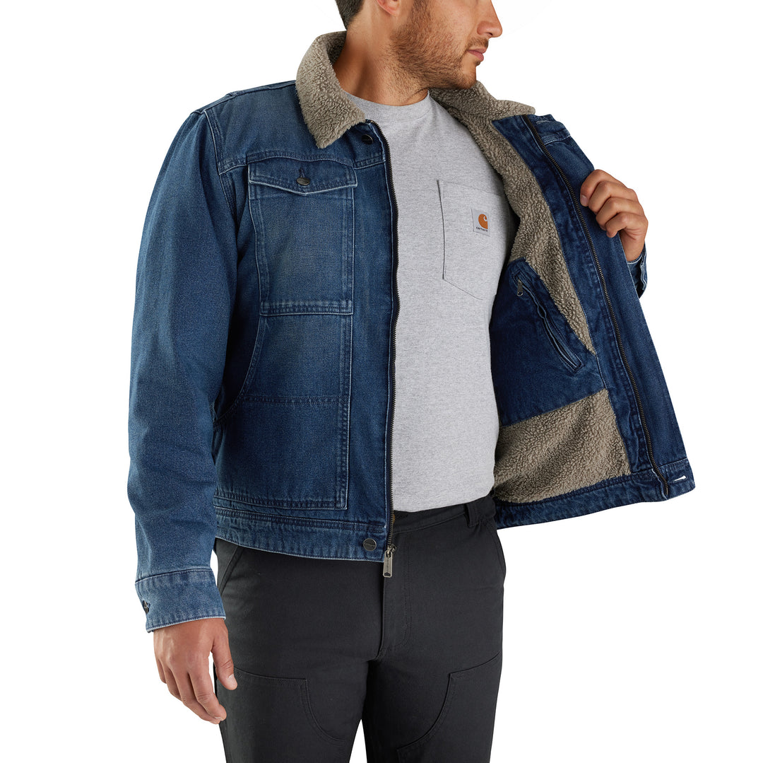 105478 Relaxed Fit Denim Sherpa-Lined Jacket
