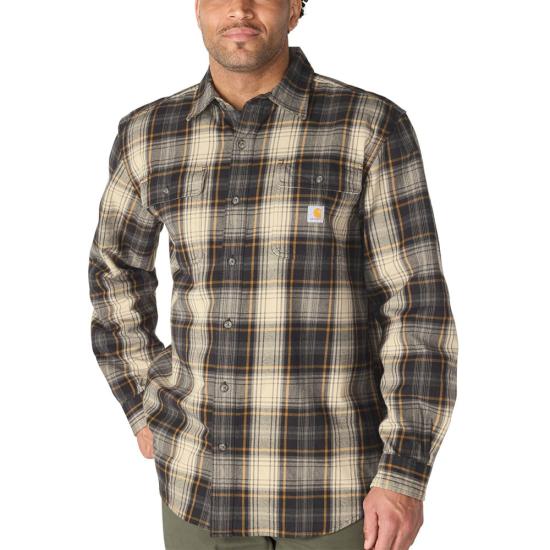 107013 Loose Fit Heavyweight Flannel Long-Sleeve Plaid Shirt