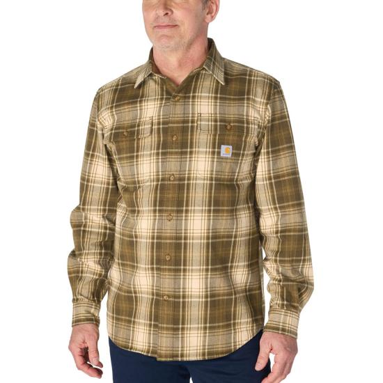 107013 Loose Fit Heavyweight Flannel Long-Sleeve Plaid Shirt