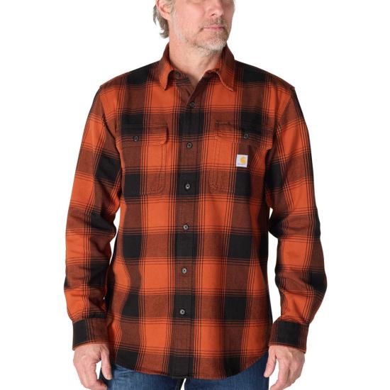 107013 Loose Fit Heavyweight Flannel Long-Sleeve Plaid Shirt