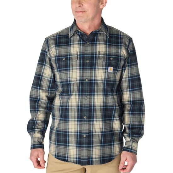 107013 Loose Fit Heavyweight Flannel Long-Sleeve Plaid Shirt