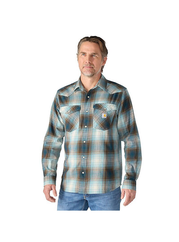 Montana Rugged Flex™ Relaxed Fit Lightweight Long-Sleeve Snap-Front Plaid Shirt