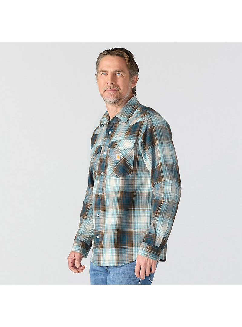 Montana Rugged Flex™ Relaxed Fit Lightweight Long-Sleeve Snap-Front Plaid Shirt