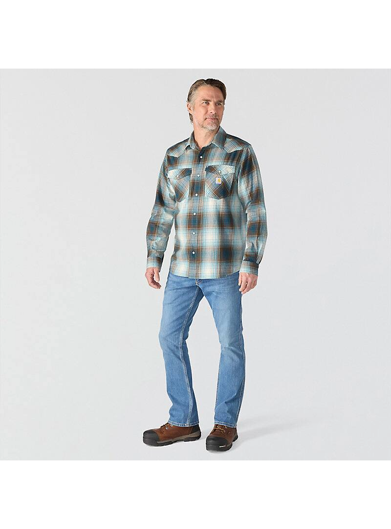 Montana Rugged Flex™ Relaxed Fit Lightweight Long-Sleeve Snap-Front Plaid Shirt