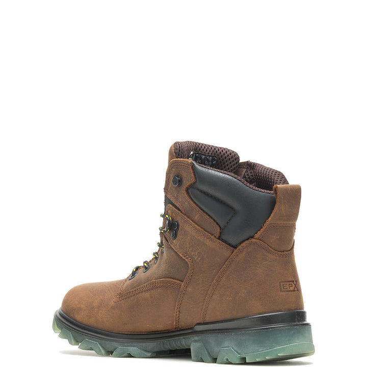 The back of a brown work boot