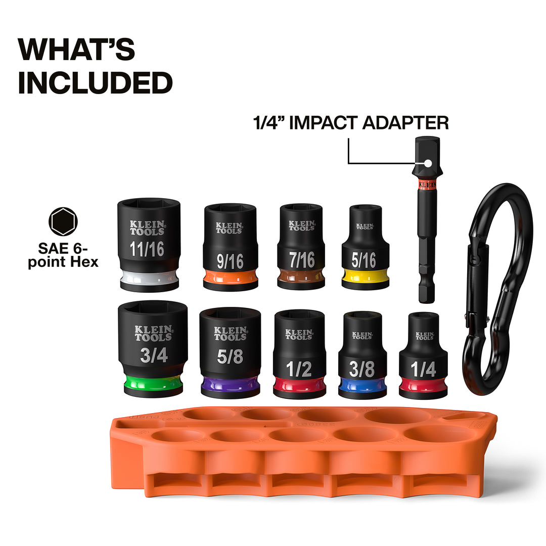 Grab-And-Go Impact Socket Set, SAE, 10-Piece
