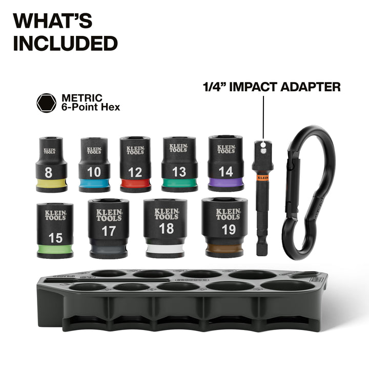Grab-And-Go Impact Socket Set, Metric, 10-Piece