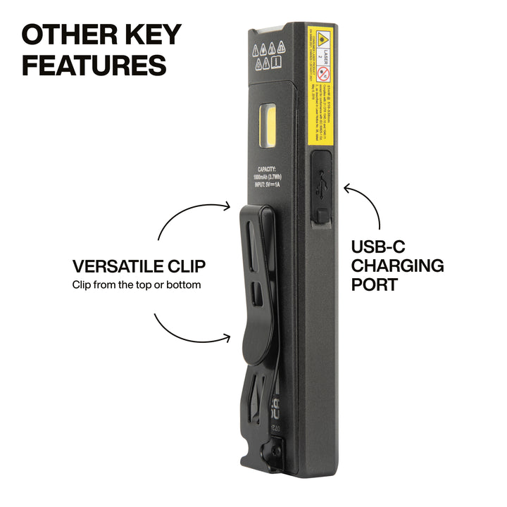 56074 Rechargeable Slim-Profile LED Pocket Flashlight with Laser