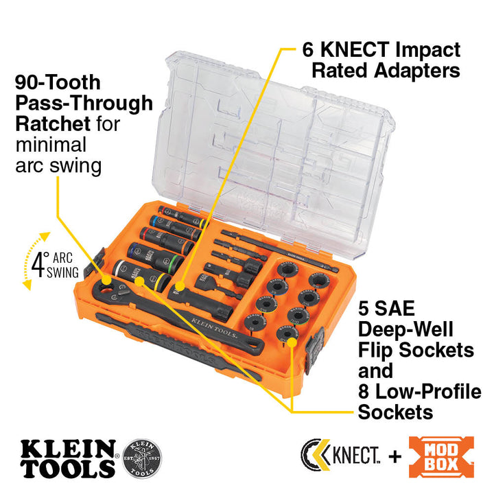 65240 KNECT™ Impact Pass Through and Deep-Well Flip Socket Set, 20-Piece