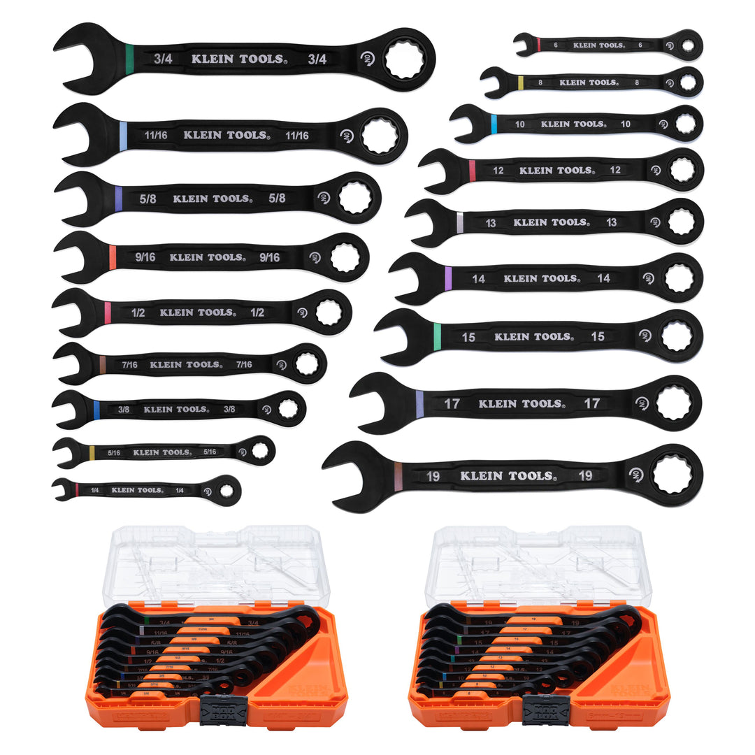 Ratcheting Combination Wrench Set, SAE / Metric, 18-Piece