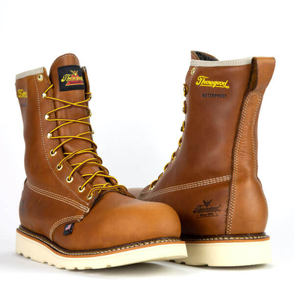 Brown boots with a white background