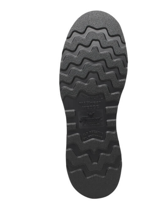Black sole of a shoe with tread pattern on a white background