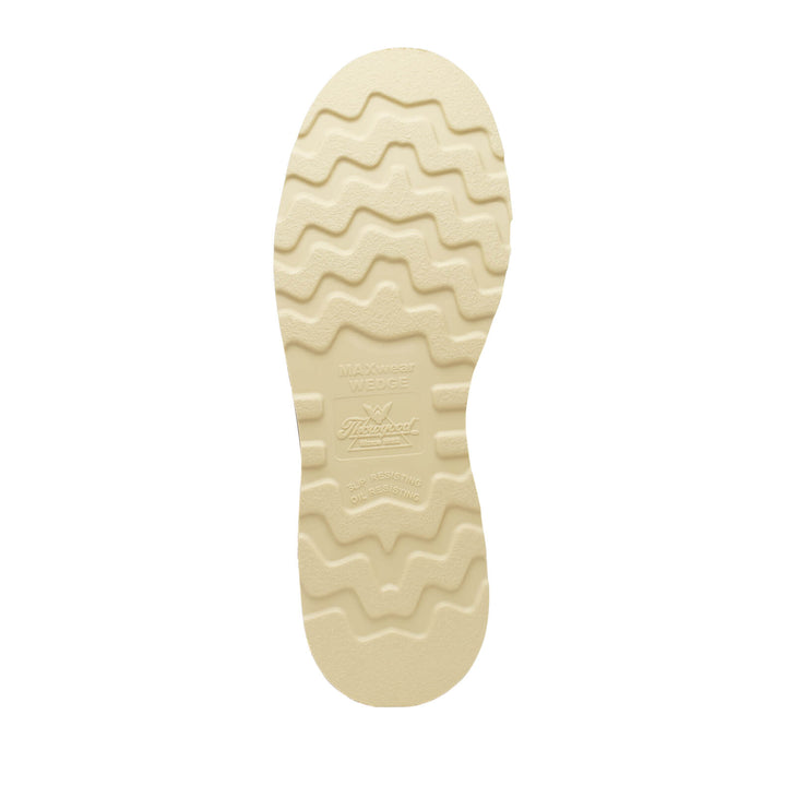 Beige sole of a shoe with tread pattern on a white background