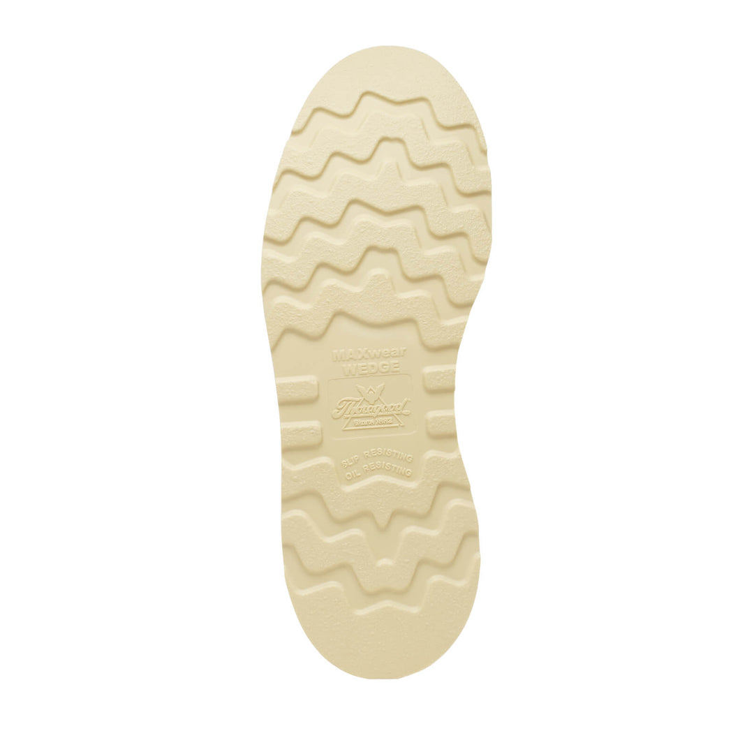 Beige sole of a shoe with tread pattern on a white background