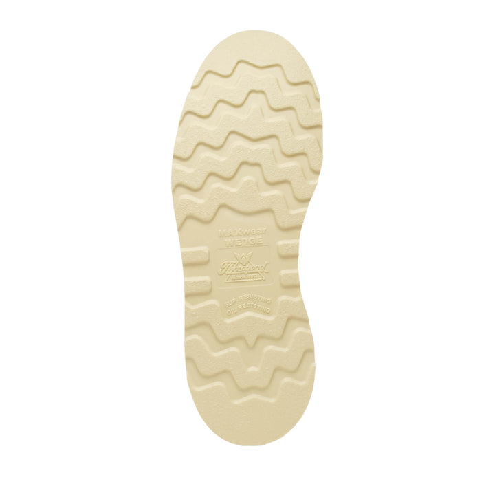 Beige sole of a shoe with tread pattern on a white background