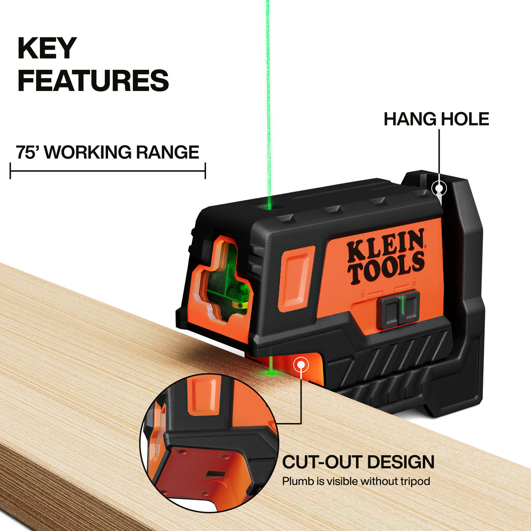 Compact Green Cross-Line Laser Level with Plumb Spot