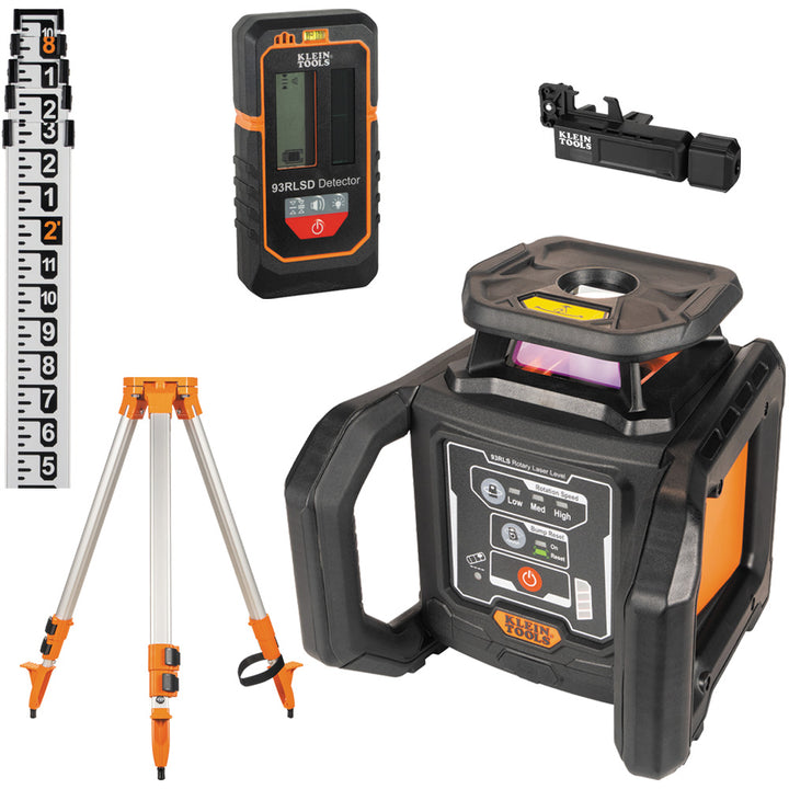 93RLS  Green Rotary Laser Level, Self-Leveling with Plumb Spot and Tripod