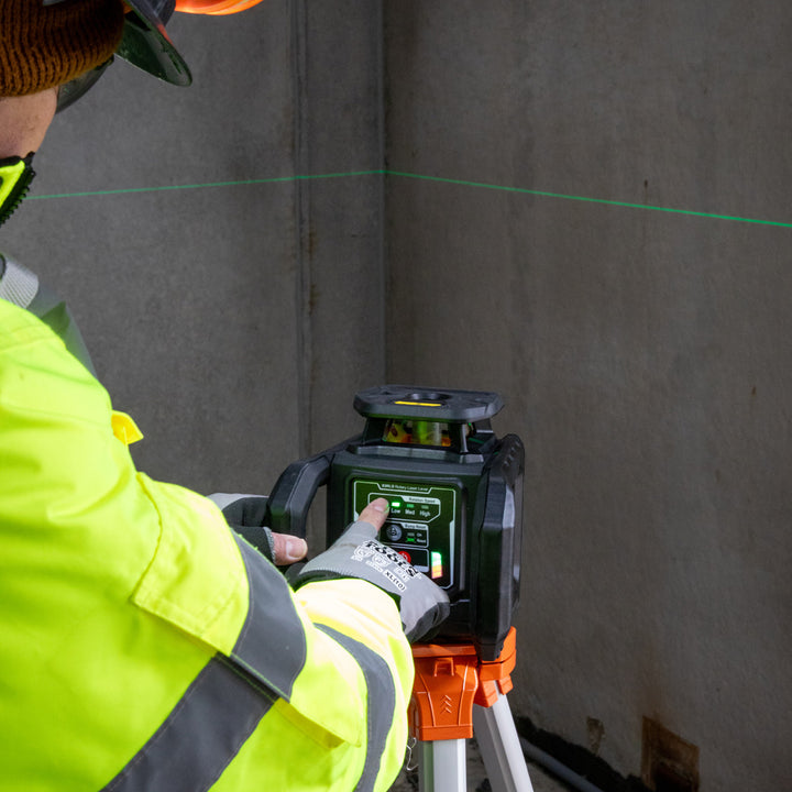 93RLS  Green Rotary Laser Level, Self-Leveling with Plumb Spot and Tripod