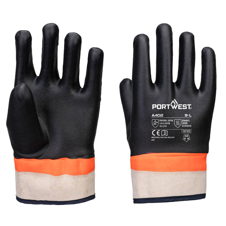 A402 - Grip PVC Sandy Double Dipped Glove Black/Orange