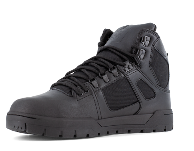 Black high-top sneaker on a white background