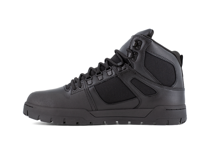 Black high-top sneaker on a white background