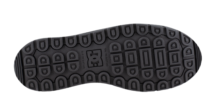 Black sole of a shoe with tread pattern on a white background
