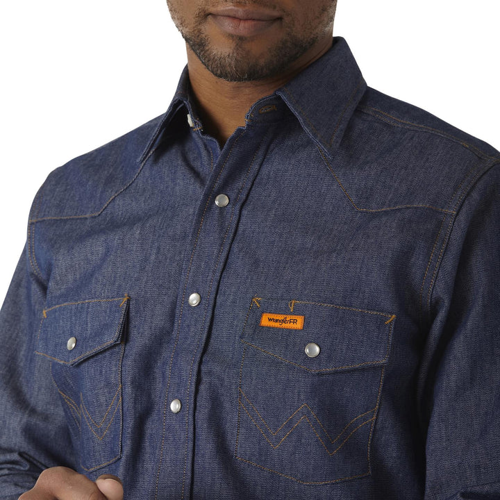 10FR12127 WRANGLER® FR FLAME RESISTANT LONG SLEEVE DENIM WORK SHIRT IN DENIM