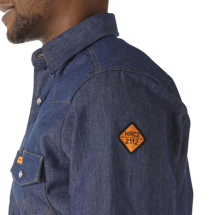 10FR12127 WRANGLER® FR FLAME RESISTANT LONG SLEEVE DENIM WORK SHIRT IN DENIM