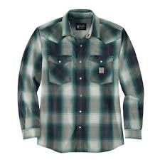 107070 Mens Flame Resistant Montana Relaxed Fit Midweight Twill Snap Front Plaid Shirt