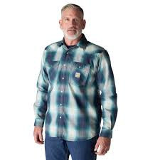 107070 Mens Flame Resistant Montana Relaxed Fit Midweight Twill Snap Front Plaid Shirt