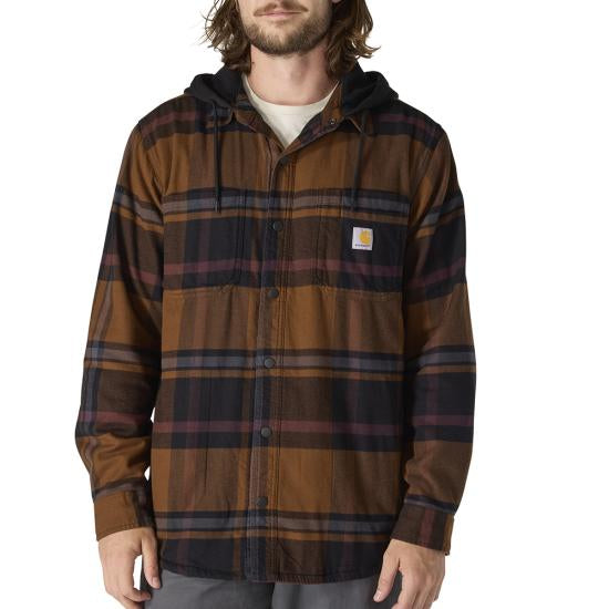 107011 Rugged Flex® Relaxed Fit Flannel Fleece Lined Hooded Shirt Jac