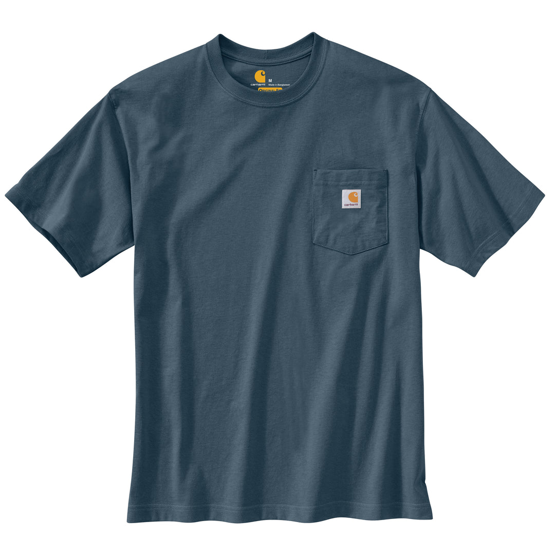 A blue short sleeve shirt on a white background