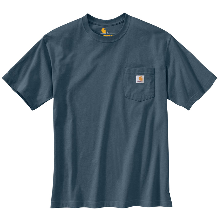 A blue short sleeve shirt on a white background