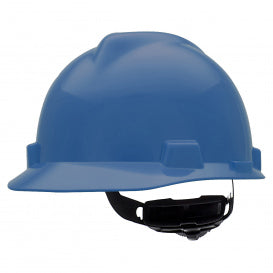 MSA V-Gard Blue Hard Hat with Fas-Trac III Suspension (Cap Style)