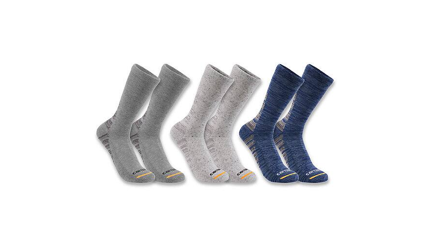 Midweight Synthetic-Cotton Blend Crew Sock 3-Pack