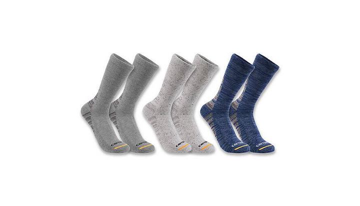 Midweight Synthetic-Cotton Blend Crew Sock 3-Pack