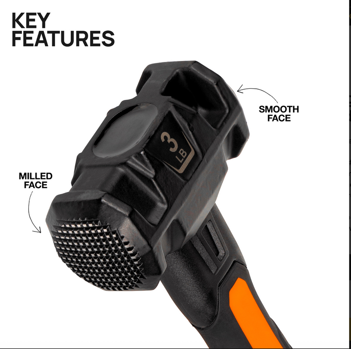 H80693 Dual-Faced Fiberglass Handle Hammer, 3-Pound