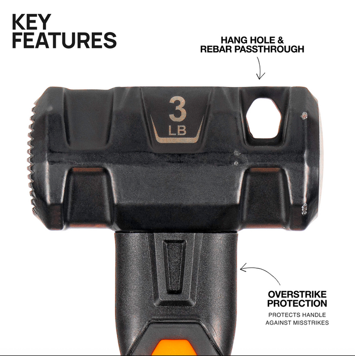 H80693 Dual-Faced Fiberglass Handle Hammer, 3-Pound